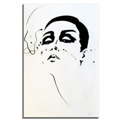  Obraz na płótnie ręcznie malowany czarno-biały 60x90cm Dama