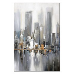  Obraz olejny ręcznie malowany 60x90cm Rozmyte wieżowce