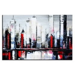  Obraz olejny ręcznie malowany 60x90cm Czerwone miasto