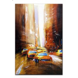  Obraz olejny ręcznie malowany 60x90cm Żółta ulica