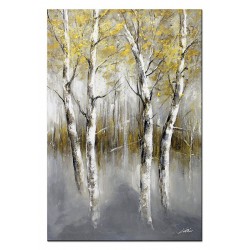  Obraz olejny ręcznie malowany 60x90cm Brzozy we mgle