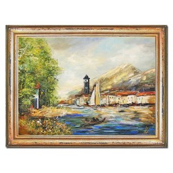  Obraz olejny ręcznie malowany nadmorski krajobraz 84x63cm
