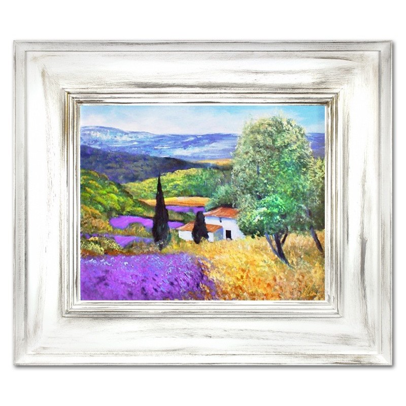  Obraz olejny ręcznie malowany Pola lawendowe 66x76cm
