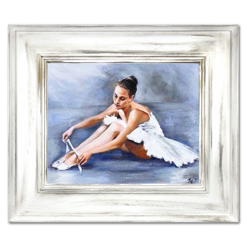  Obraz Baletnica niebieski 61x71cm obraz malowany na płótnie