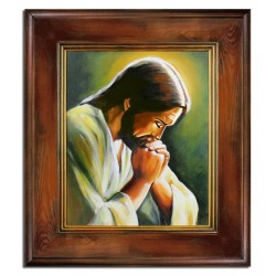  Obraz olejny ręcznie malowany z Jezusem Chrystusem podczas modlitwy obraz w ramie 66x76 cm