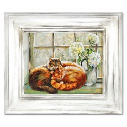  Obraz olejny ręcznie malowany 66x76cm Kotek