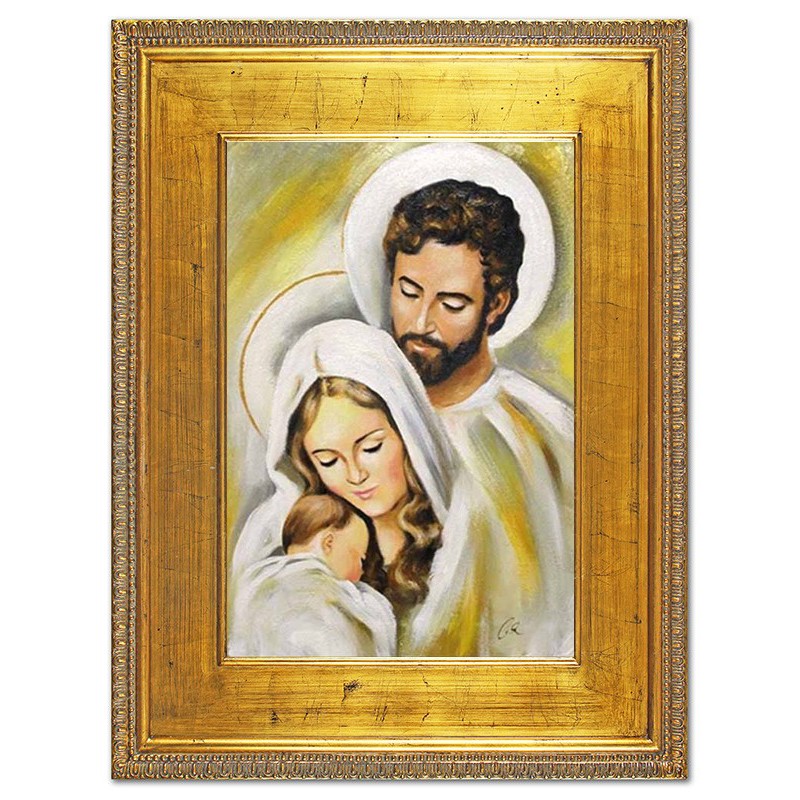  Obraz Świętej Rodziny na ślub 92x122 cm malowany na płótnie olejny w złotej ramie