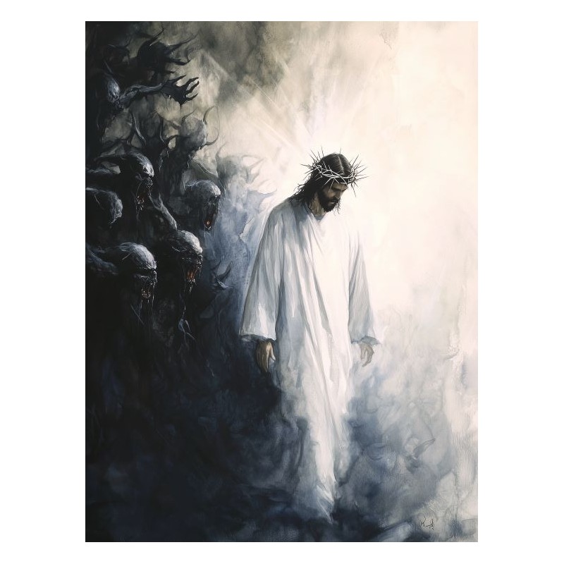  Obraz na płótnie 40x60 cm Jezus Chrystus Zstąpienie do piekieł