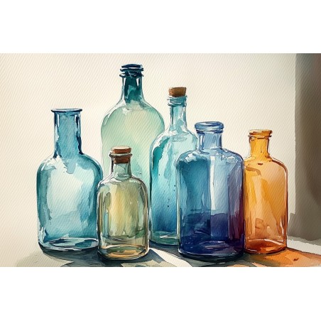  Obraz na płótnie 45x60 cm Kolorowe butelki
