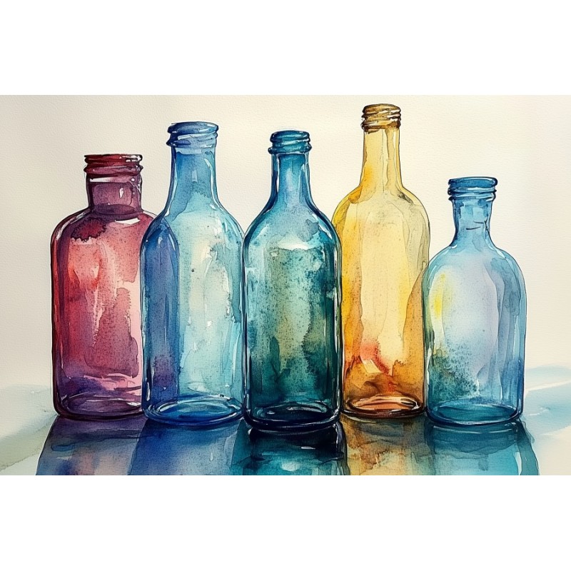  Obraz na płótnie 45x60 cm Kolorowe butelki