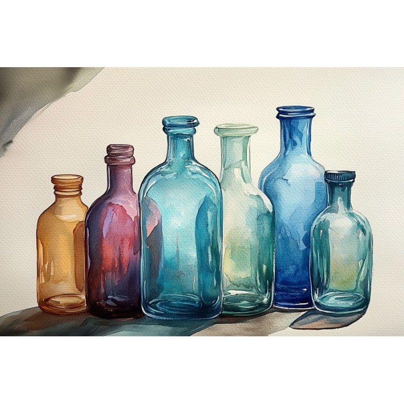  Obraz na płótnie 45x60 cm Kolorowe butelki