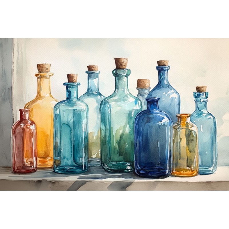  Obraz na płótnie 45x60 cm Kolorowe butelki