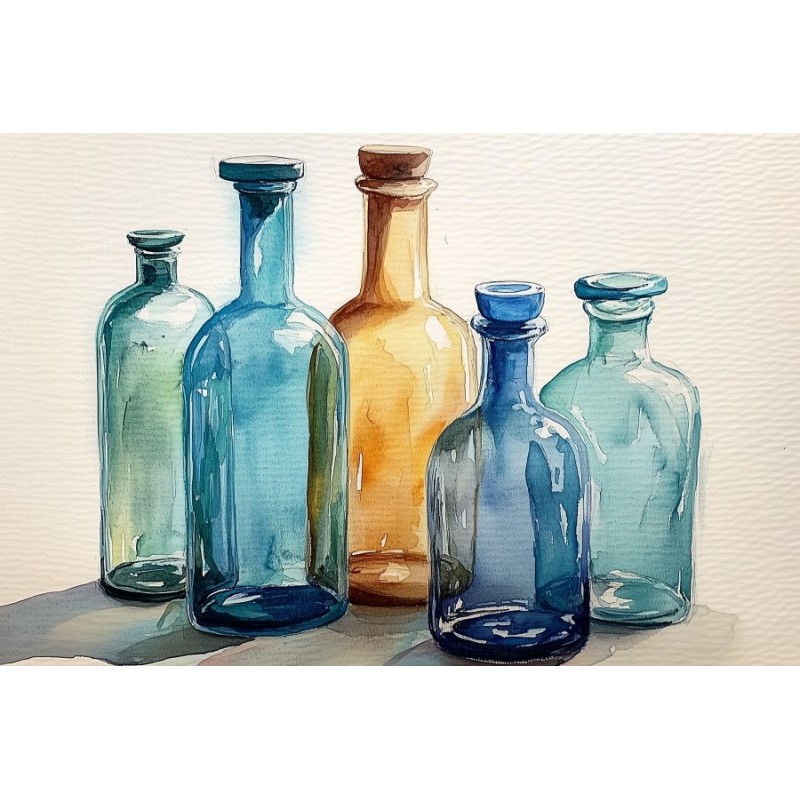  Obraz na płótnie 45x60 cm Kolorowe butelki