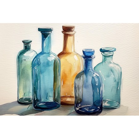  Obraz na płótnie 45x60 cm Kolorowe butelki