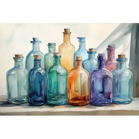  Obraz na płótnie 45x60 cm Kolorowe butelki
