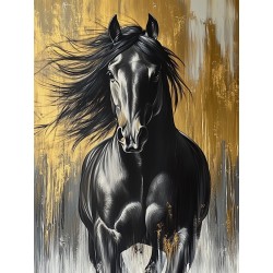  Obraz na płótnie 40x60 cm Czarny koń