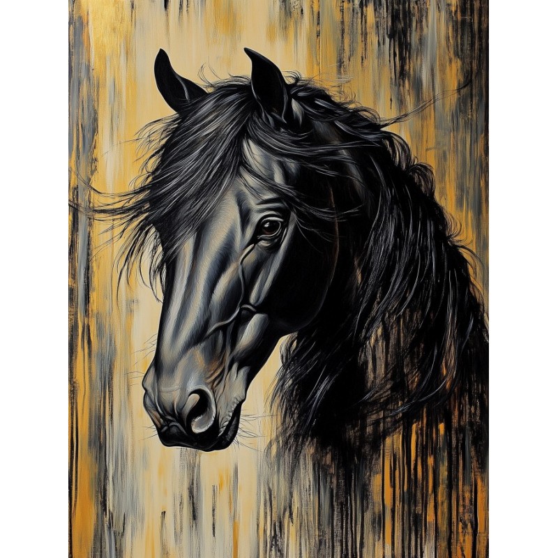  Obraz na płótnie 40x60 cm Czarny koń