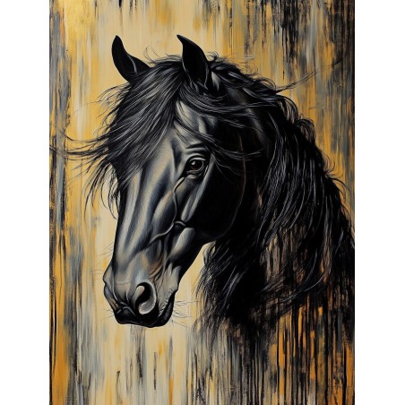  Obraz na płótnie 40x60 cm Czarny koń