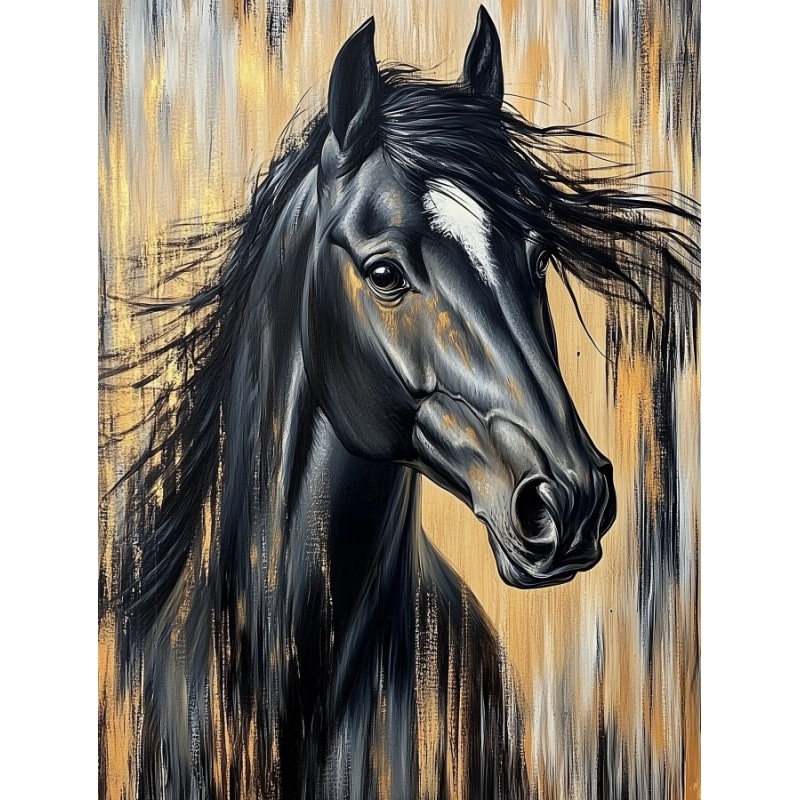  Obraz na płótnie 40x60 cm Czarny koń