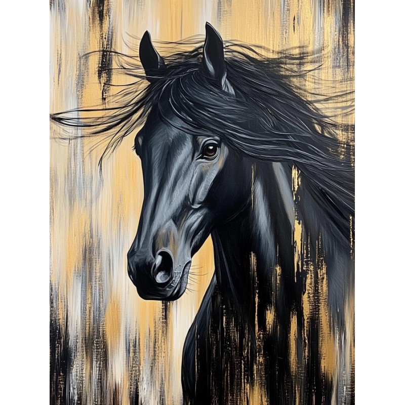  Obraz na płótnie 40x60 cm Czarny koń