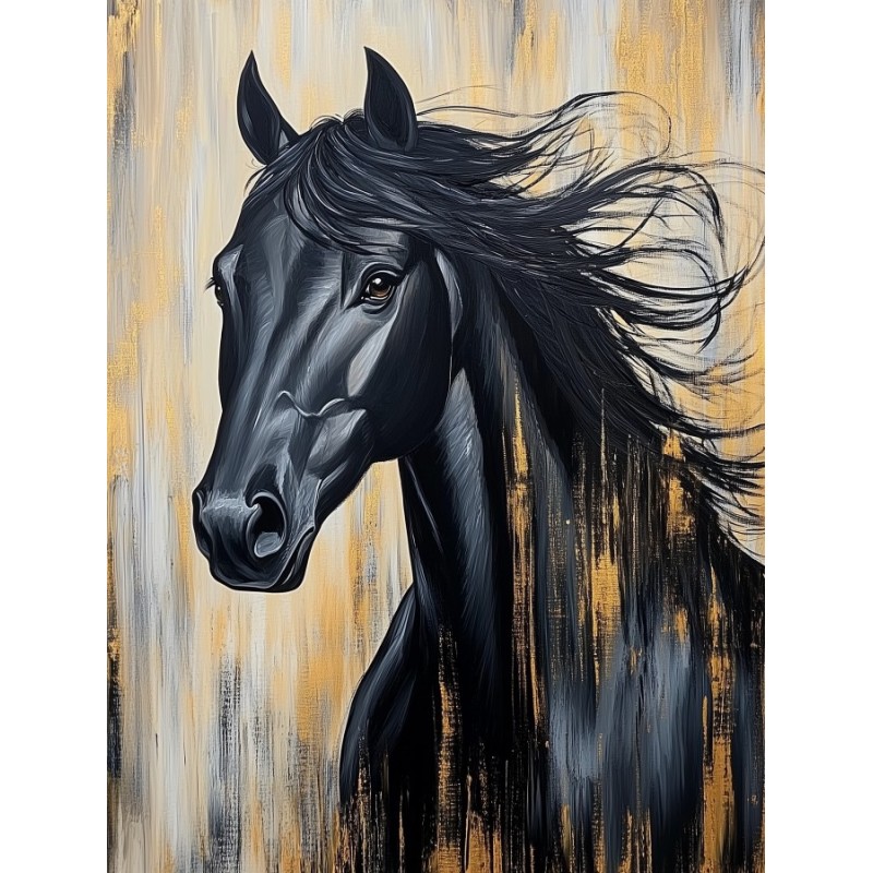  Obraz na płótnie 40x60 cm Czarny koń