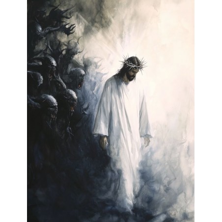  Obraz na płótnie 40x60 cm Jezus Chrystus Zstąpienie do piekieł