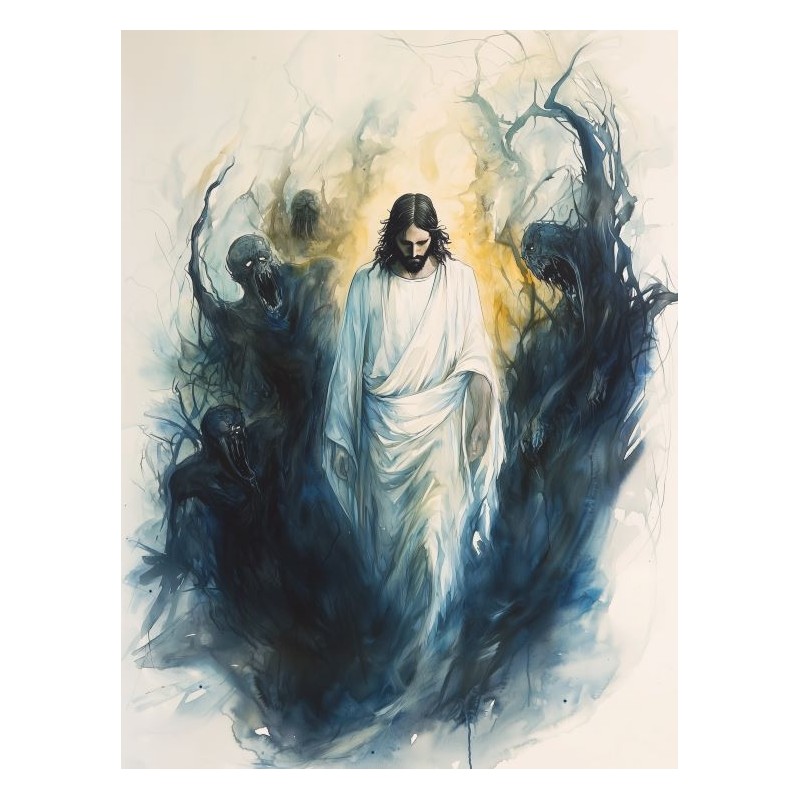  Obraz na płótnie 40x60 cm Jezus Chrystus Zstąpienie do piekieł