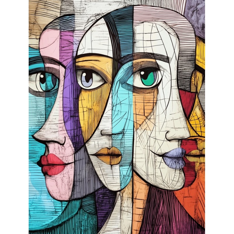  Obraz na płótnie 40x60 cm Twarze Abstrakcja