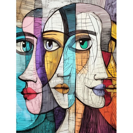  Obraz na płótnie 40x60 cm Twarze Abstrakcja