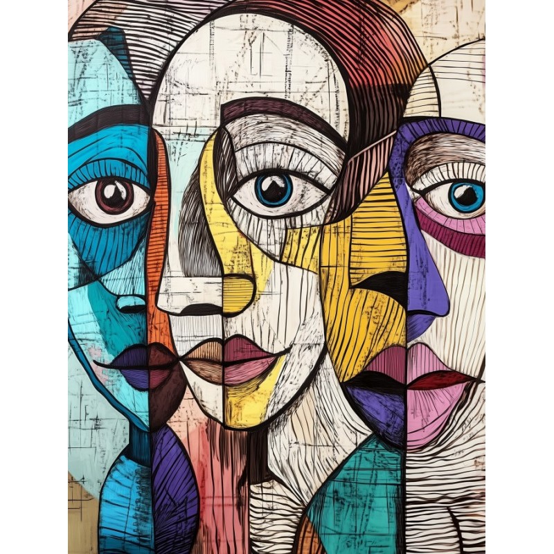  Obraz na płótnie 40x60 cm Twarze Abstrakcja
