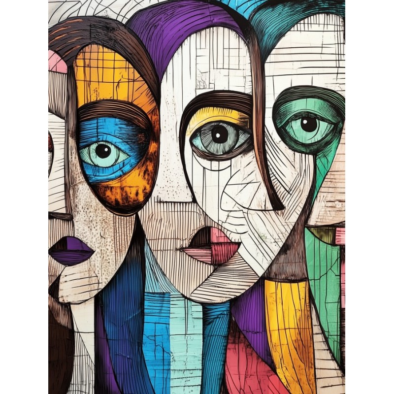  Obraz na płótnie 40x60 cm Twarze Abstrakcja