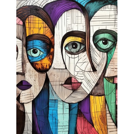  Obraz na płótnie 40x60 cm Twarze Abstrakcja