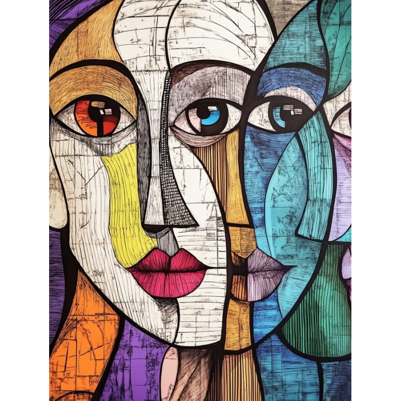  Obraz na płótnie 40x60 cm Twarze Abstrakcja