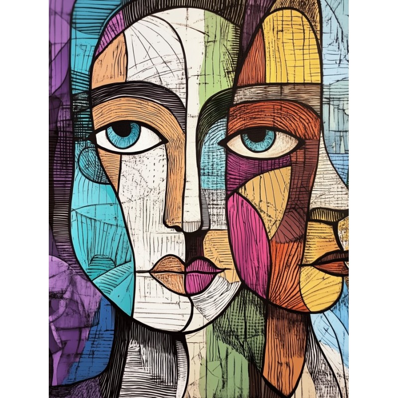  Obraz na płótnie 40x60 cm Twarze Abstrakcja