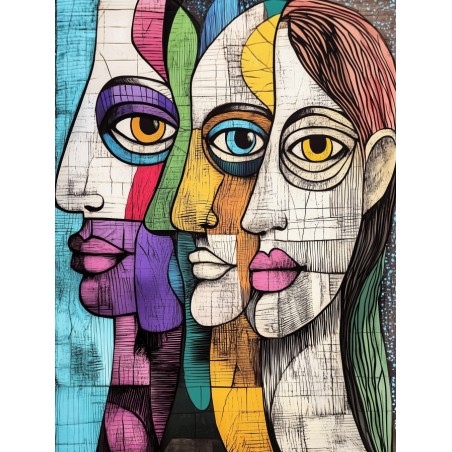  Obraz na płótnie 40x60 cm Twarze Abstrakcja
