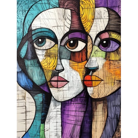  Obraz na płótnie 40x60 cm Twarze Abstrakcja