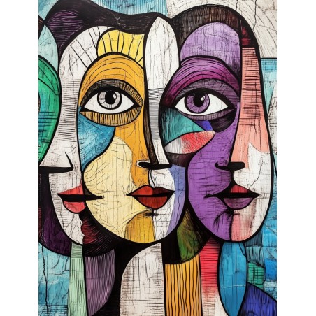  Obraz na płótnie 40x60 cm Twarze Abstrakcja