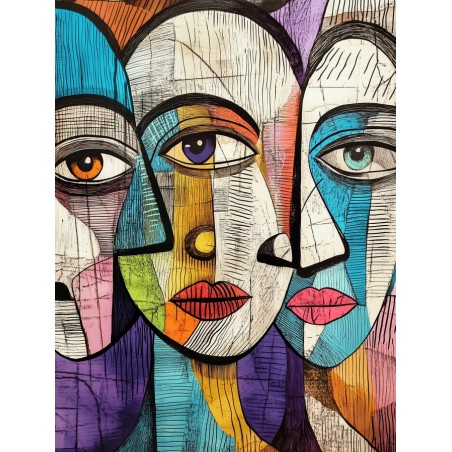 Obraz na płótnie 40x60 cm Twarze Abstrakcja