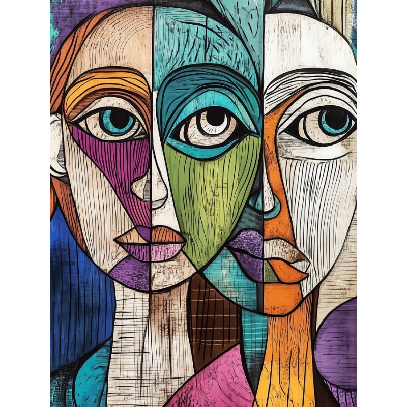  Obraz na płótnie 40x60 cm Twarze Abstrakcja