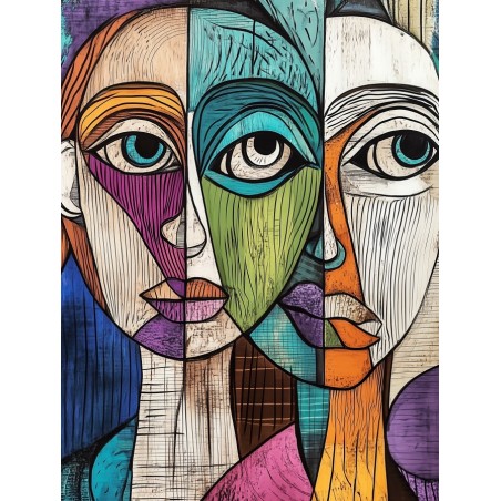  Obraz na płótnie 40x60 cm Twarze Abstrakcja