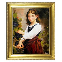  Obraz ręcznie malowany 53x64cm Elizabeth Jane Gardner Młoda dziewczyna trzymająca koszyk winogron