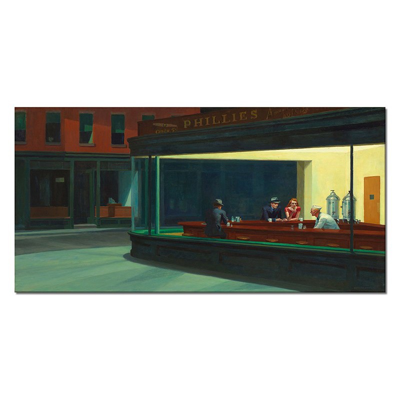  Obraz na płótnie Edward Hopper Nocne marki 50x90cm