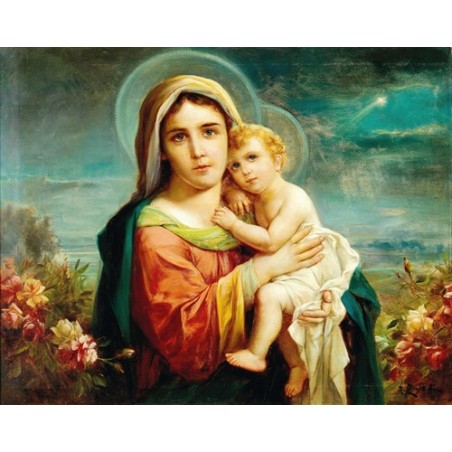  Obraz na płótnie 50x40cm Hans Zatzka Madonna z dzieciątkiem
