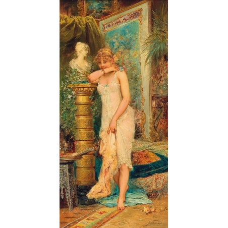 Obraz na płótnie 50x100cm Hans Zatzka Nieśmiała modelka w pracowni
