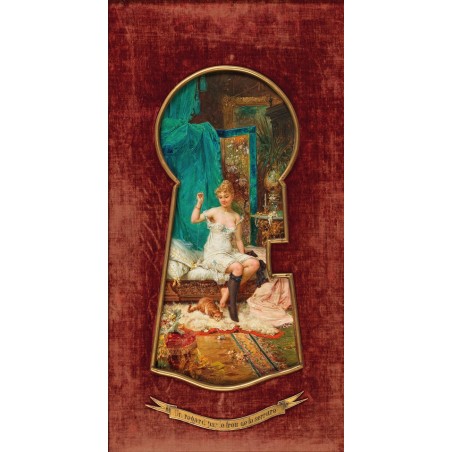  Obraz na płótnie 50x90cm Hans Zatzka Przez dziurkę od klucza Sztuczka