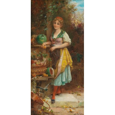  Obraz na płótnie 50x100cm Hans Zatzka Dziewczyna z tacą owoców