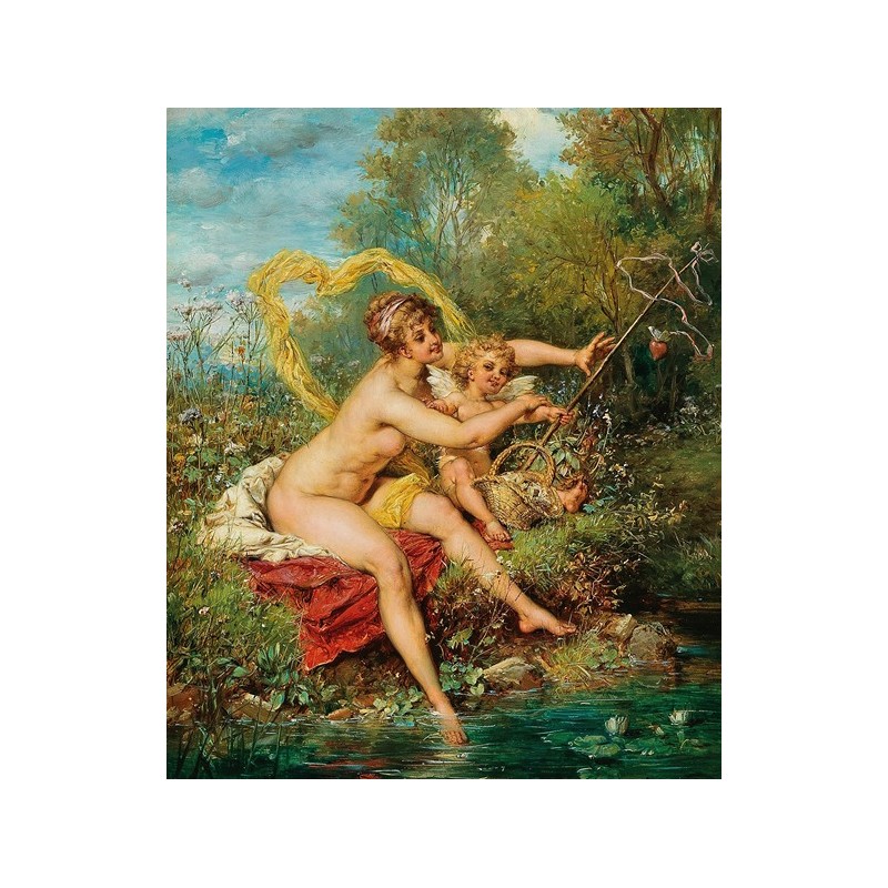  Obraz na płótnie 50x60cm Hans Zatzka Wędkowanie