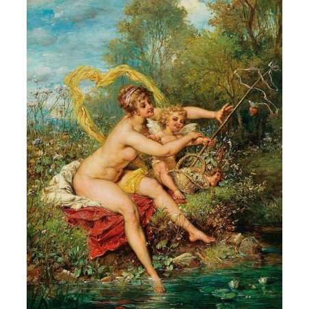  Obraz na płótnie 50x60cm Hans Zatzka Wędkowanie