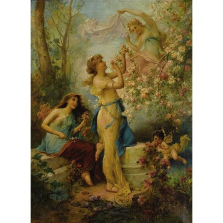  Obraz na płótnie 50x70cm Hans Zatzka Wenus z puttami i służkami
