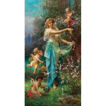  Obraz na płótnie 50x90cm Hans Zatzka Allegoria Wiosny z Kupidynem